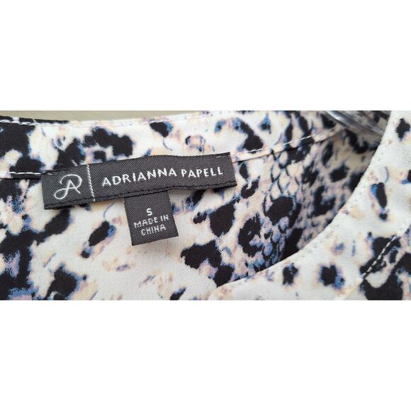 Adrianna Papell Animal Print Snake Tank Top Blouse V neck Black Beige Purple S - Picture 2 of 7